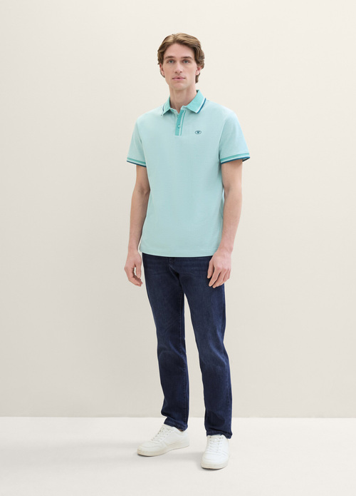 Tom Tailor Basic Polo Shirt Meadow Teal Twotone - 1040822-35651