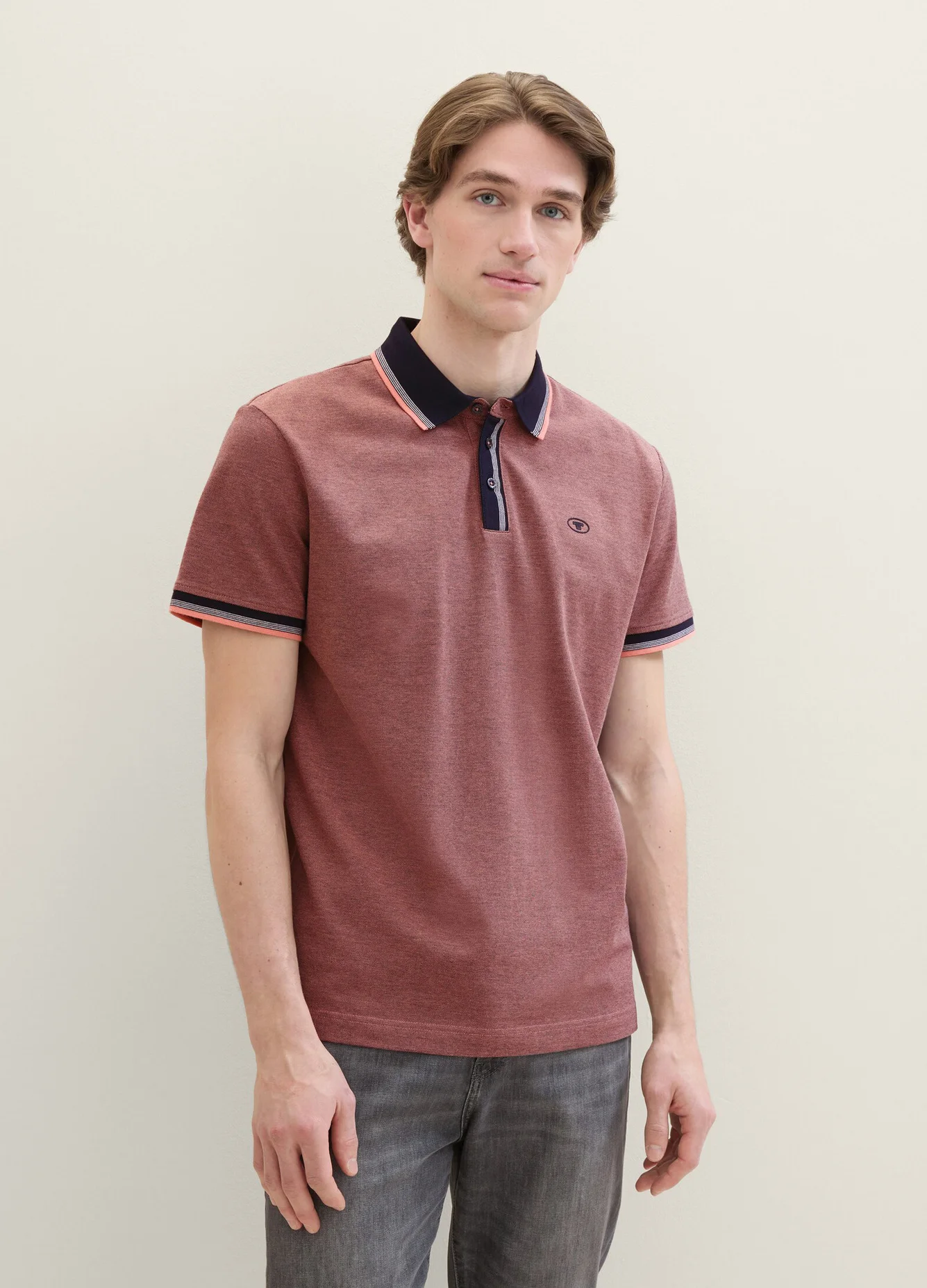 Tom Tailor Basic Polo Shirt Navy Flam Twotone