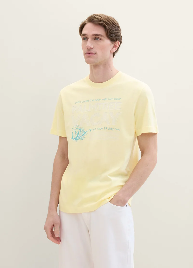 Tom Tailor C Neck T Shirt Light Yellow