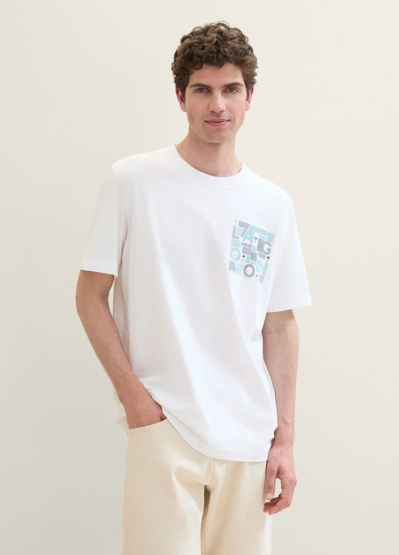 Tom Tailor C Neck Print T Shirt White