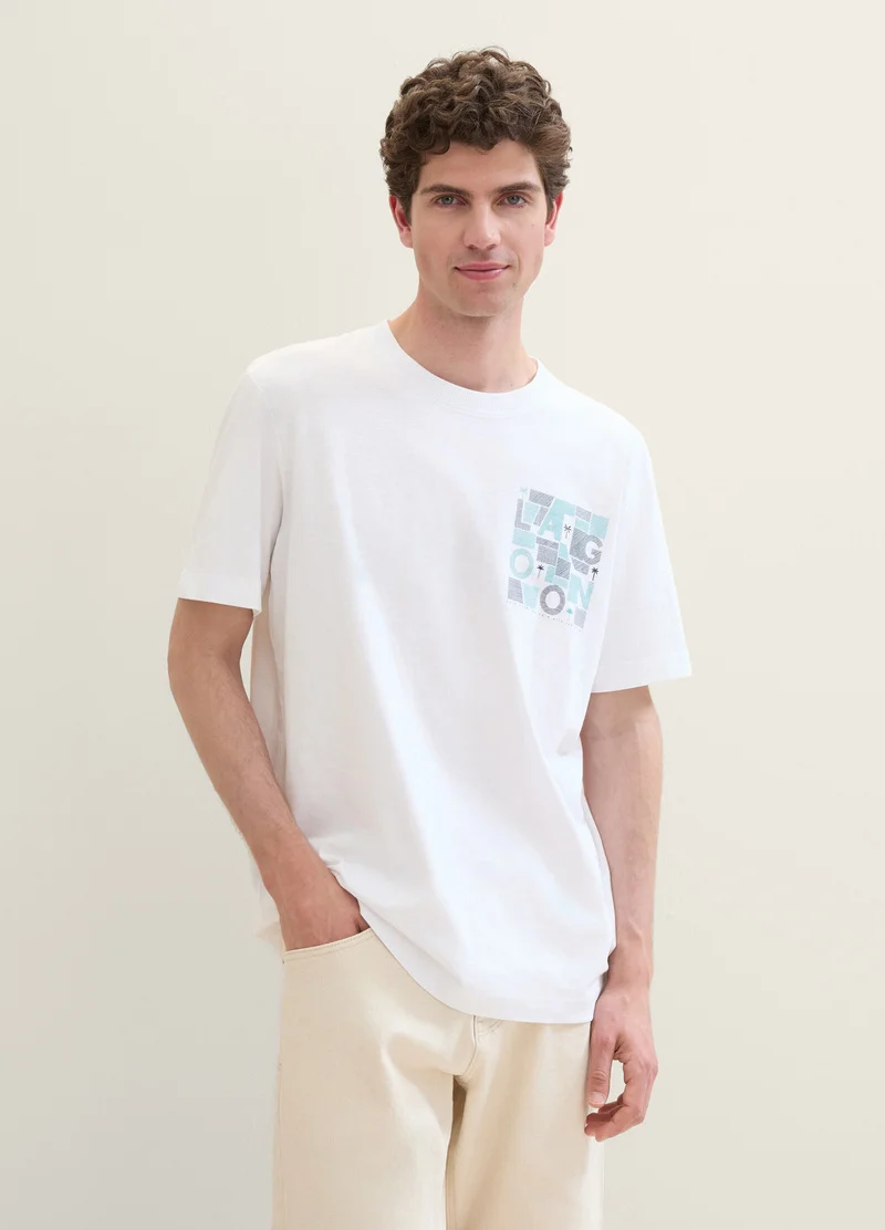 Tom Tailor C Neck Print T Shirt White