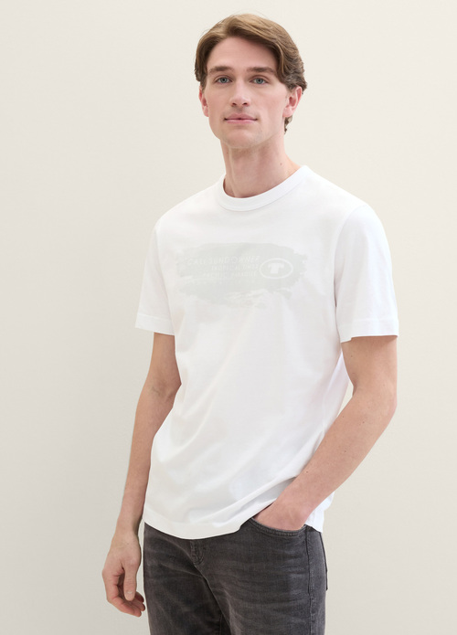 Tom Tailor T Shirt With A Text Print White - 1040956-20000