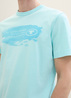 Tom Tailor T Shirt With A Text Print Caribbean Turquoise - 1040956-34921