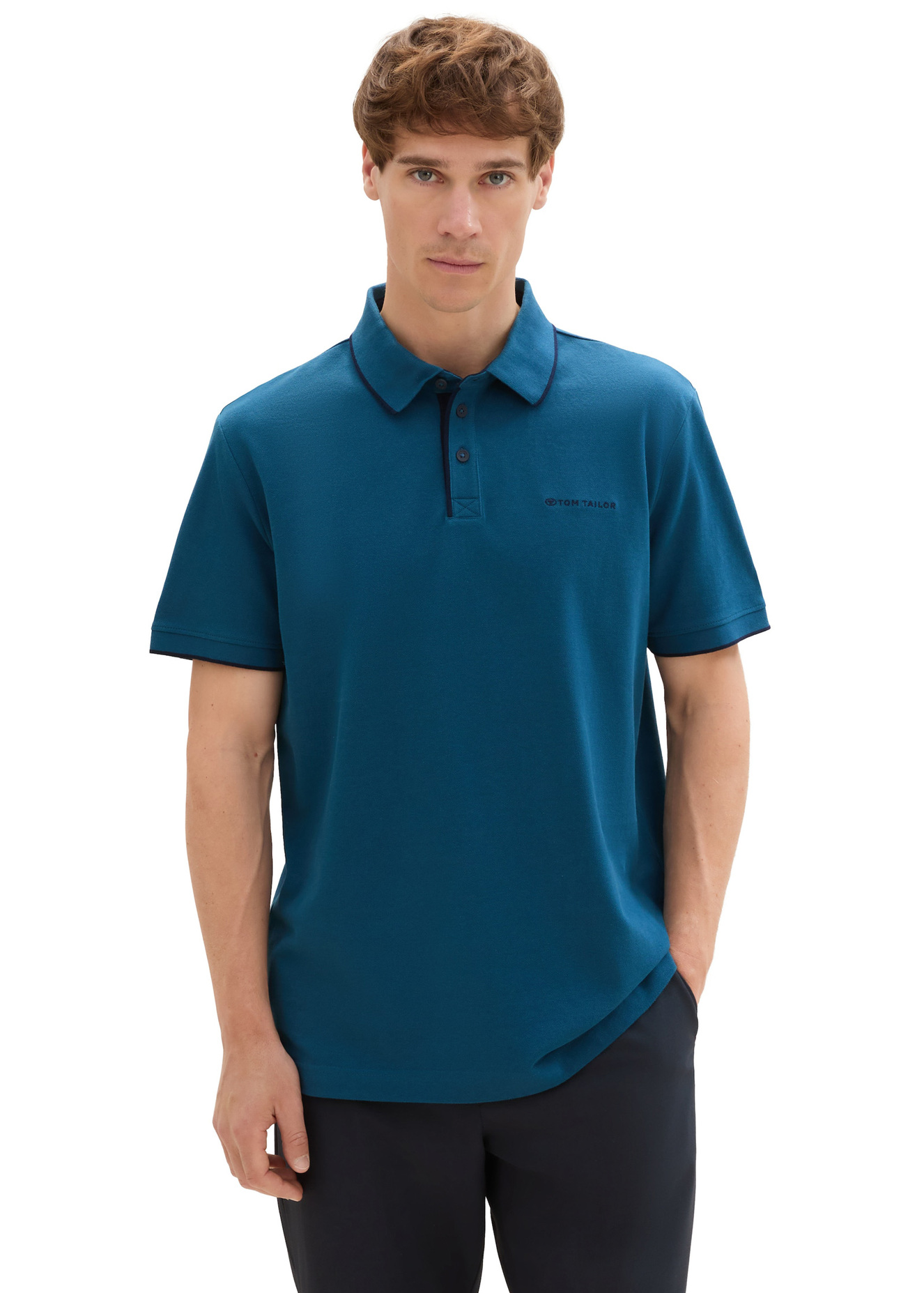 Tom Tailor Polo Tee Moss Blue - 1041872-13353