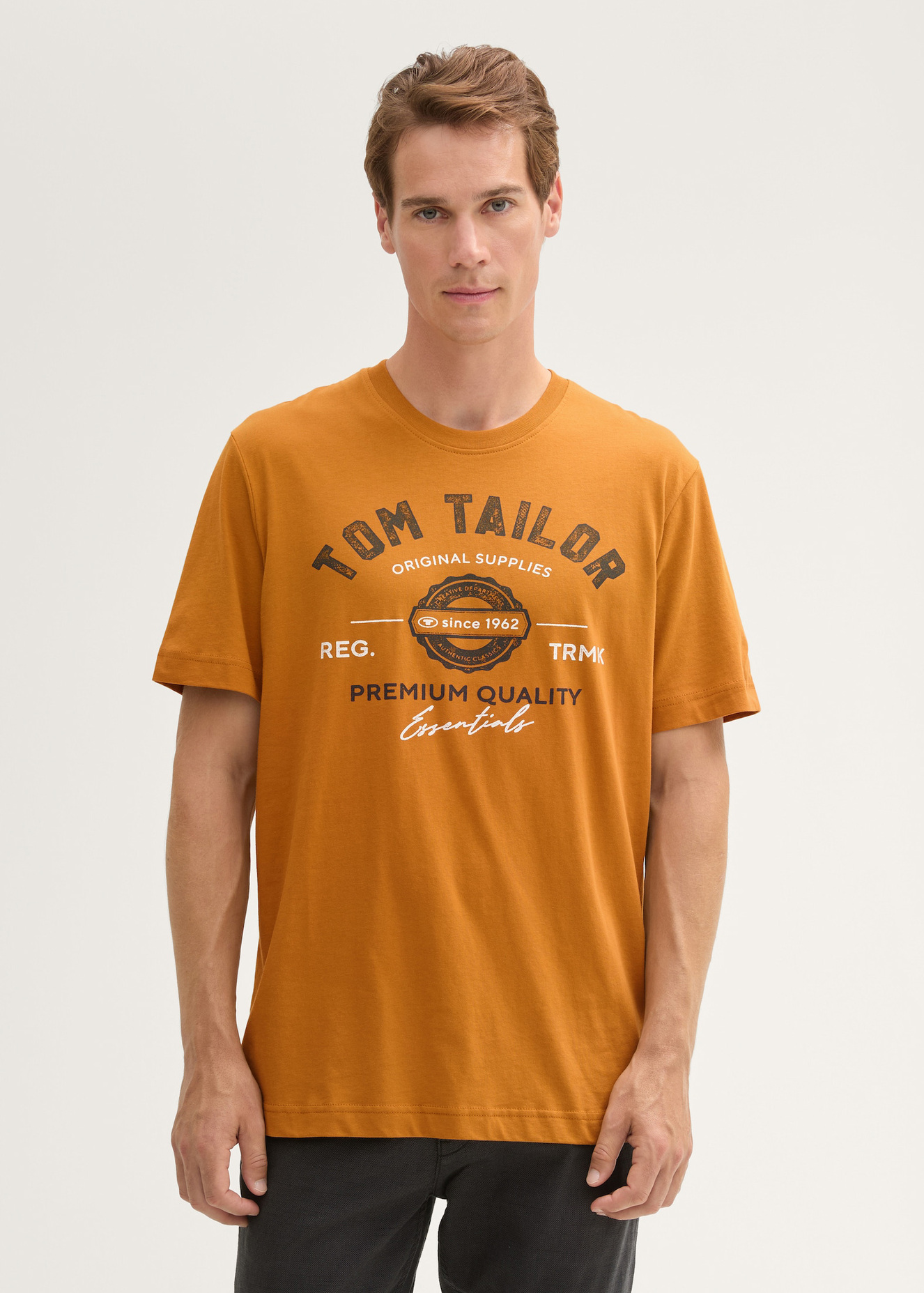 Tom Tailor T Shirt With A Logo Print Peanut Butter Brown - 1037735-10821