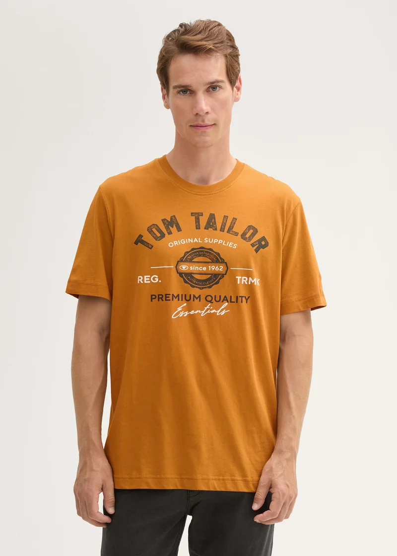 Tom Tailor T Shirt With A Logo Print Peanut Butter Brown