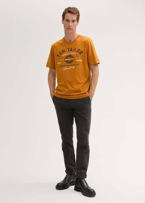 Tom Tailor T Shirt With A Logo Print Peanut Butter Brown