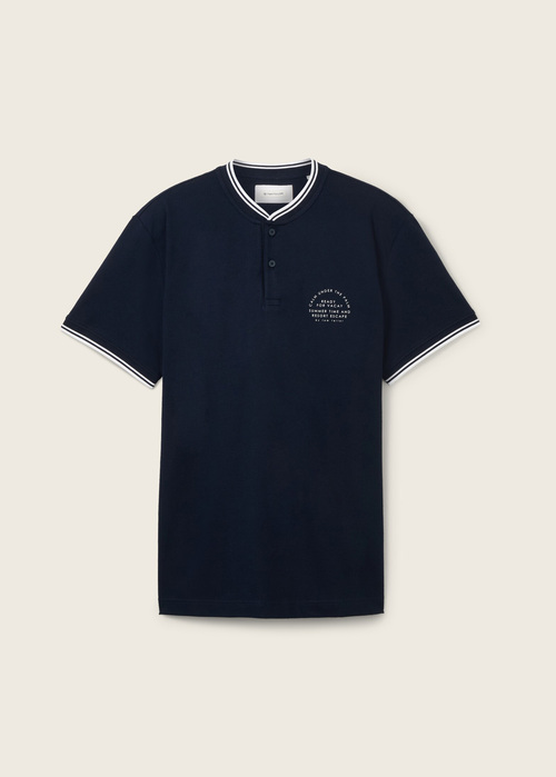 Tom Tailor Polo Shirt With A Print Sky Captain Blue - 1041834-10668