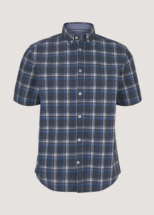 Tom Tailor Regular Space Dye Check Navy Space Yarn Check