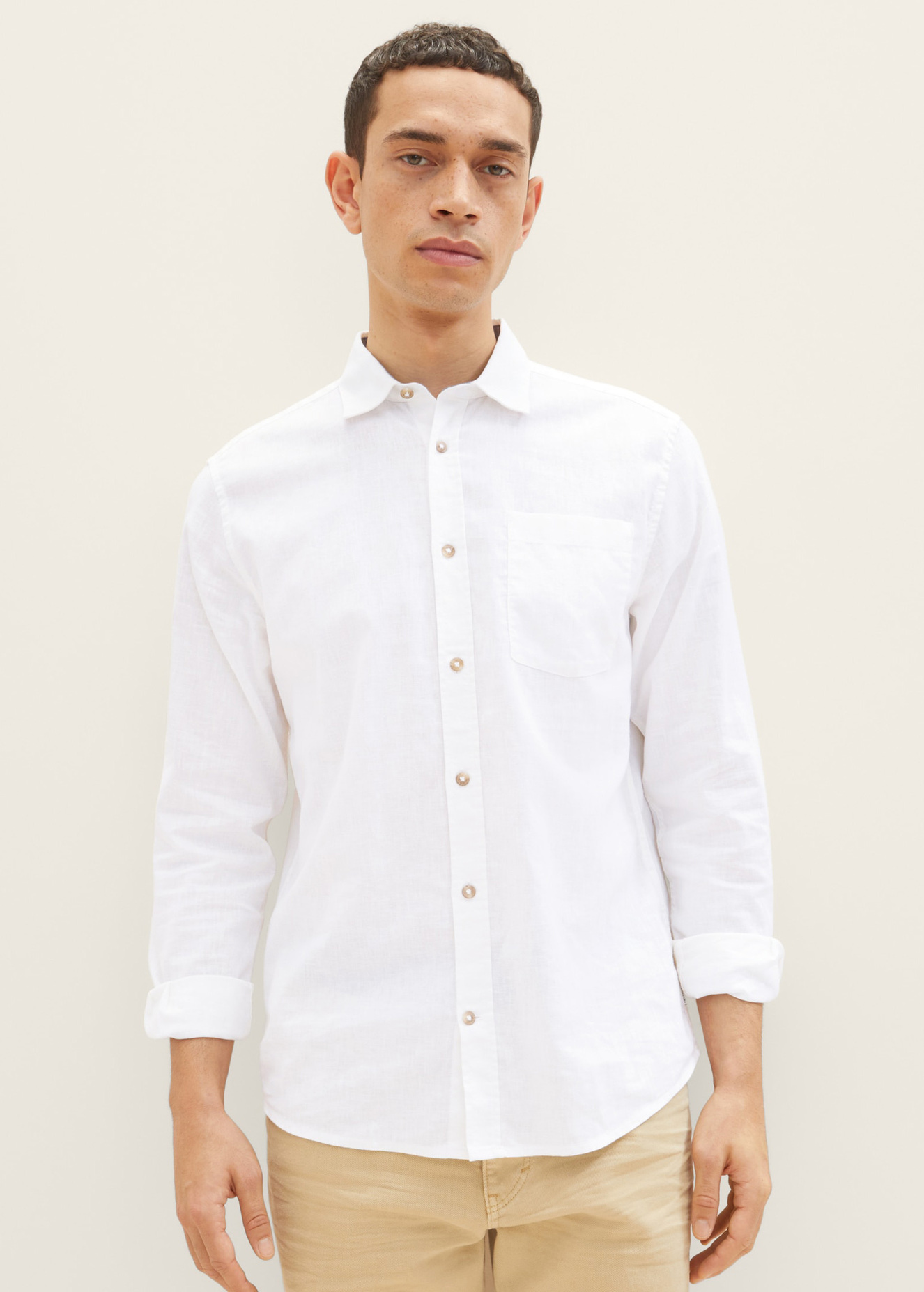 Tom Tailor Linien Shirt White - 1034904-20000