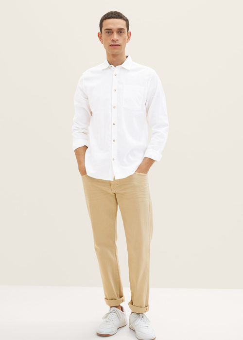 Tom Tailor Linien Shirt White - 1034904-20000