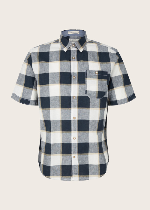 Tom Tailor Shirt Navy Off White Beige Check - 1034902-31237