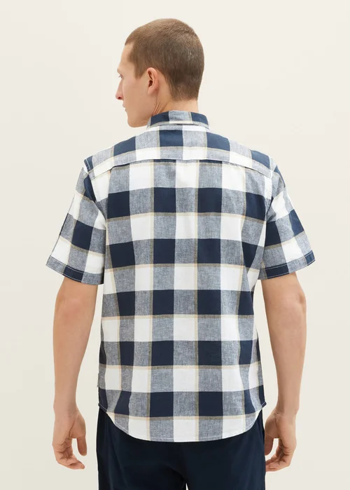 Tom Tailor Shirt Navy Off White Beige Check