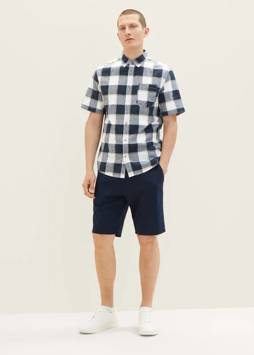 Tom Tailor Shirt Navy Off White Beige Check