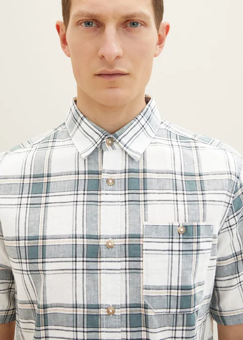 Tom Tailor 12 Shirt Off White Bluish Green Check