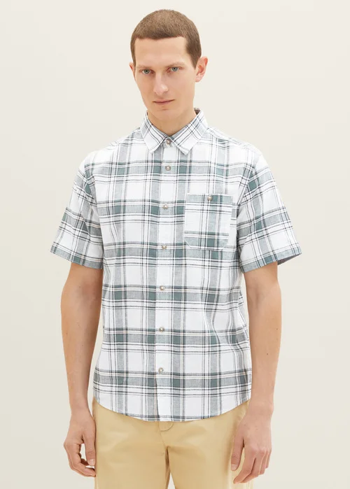 Tom Tailor 12 Shirt Off White Bluish Green Check
