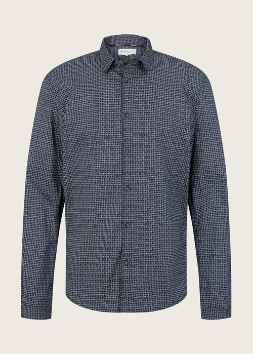 Denim Tom Tailor Slim Fit Shirt With A Print Pattern Navy Scratched Check Print
