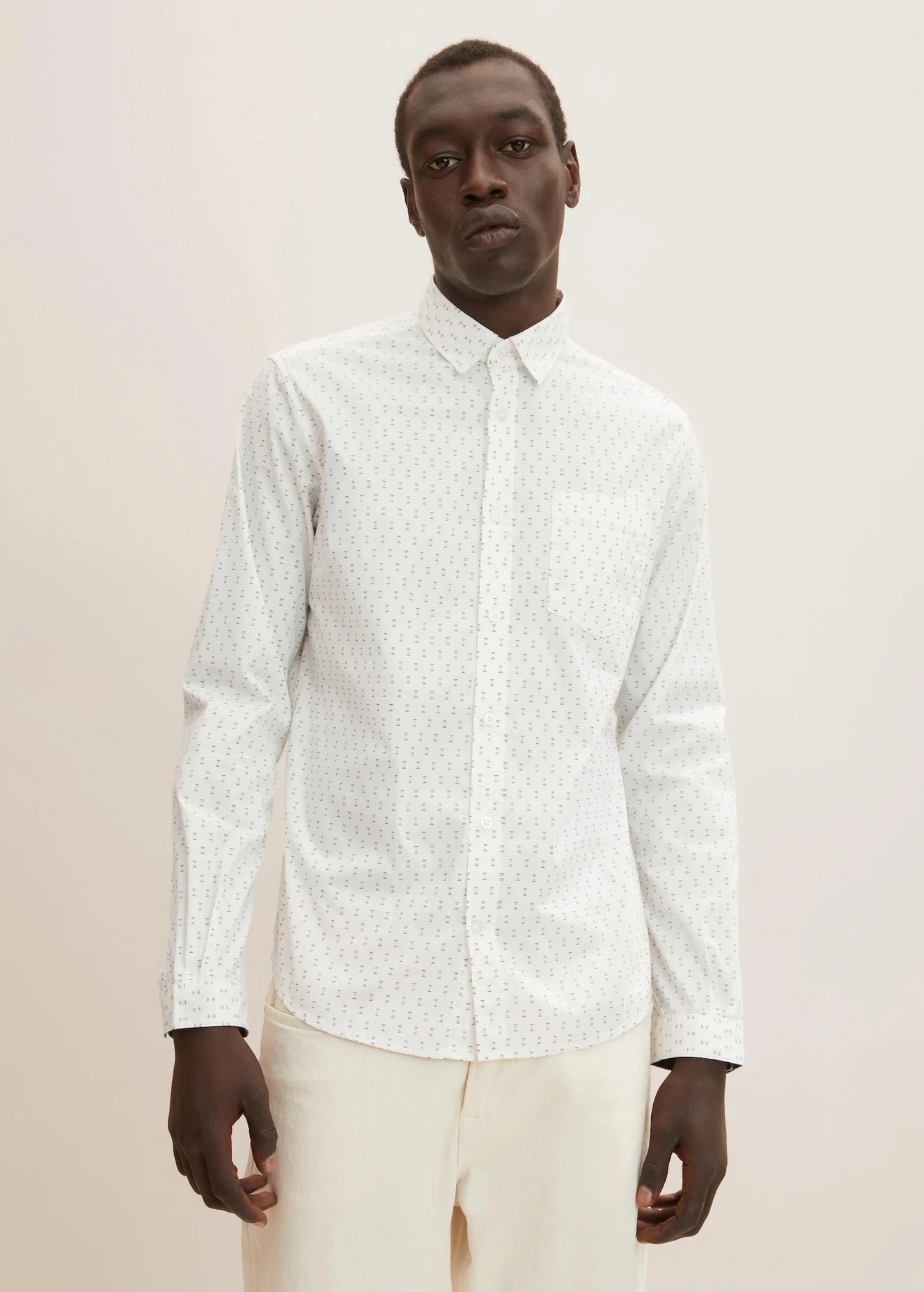 Tom Tailor Shirt With An All Over Print Off White Geometric Design