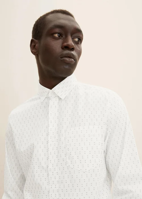 Tom Tailor Shirt With An All Over Print Off White Geometric Design