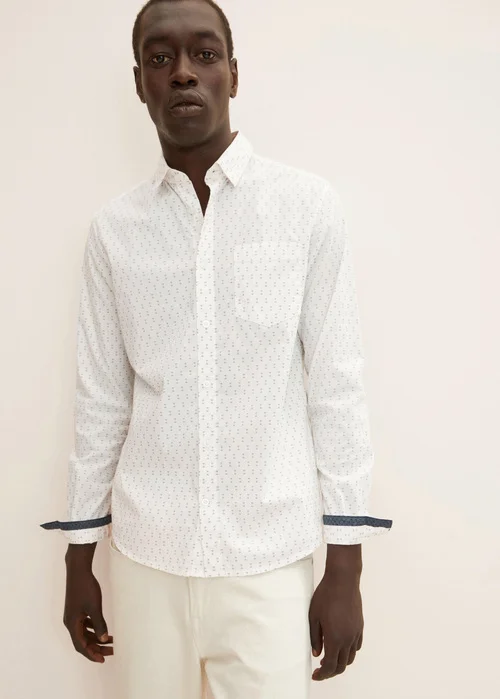 Tom Tailor Shirt With An All Over Print Off White Geometric Design