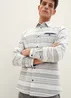 Tom Tailor Patterned Shirt Beige Irregular Cross Stripe