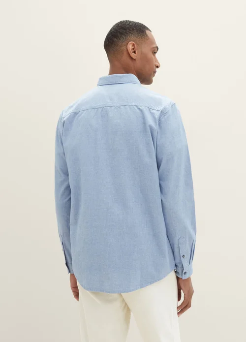 Tom Tailor Textured Shirt Hockey Blue Offwhite Structure