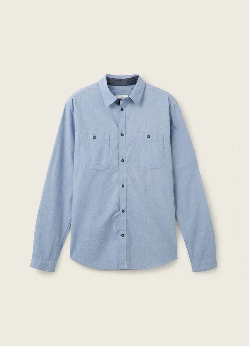 Tom Tailor Textured Shirt Hockey Blue Offwhite Structure