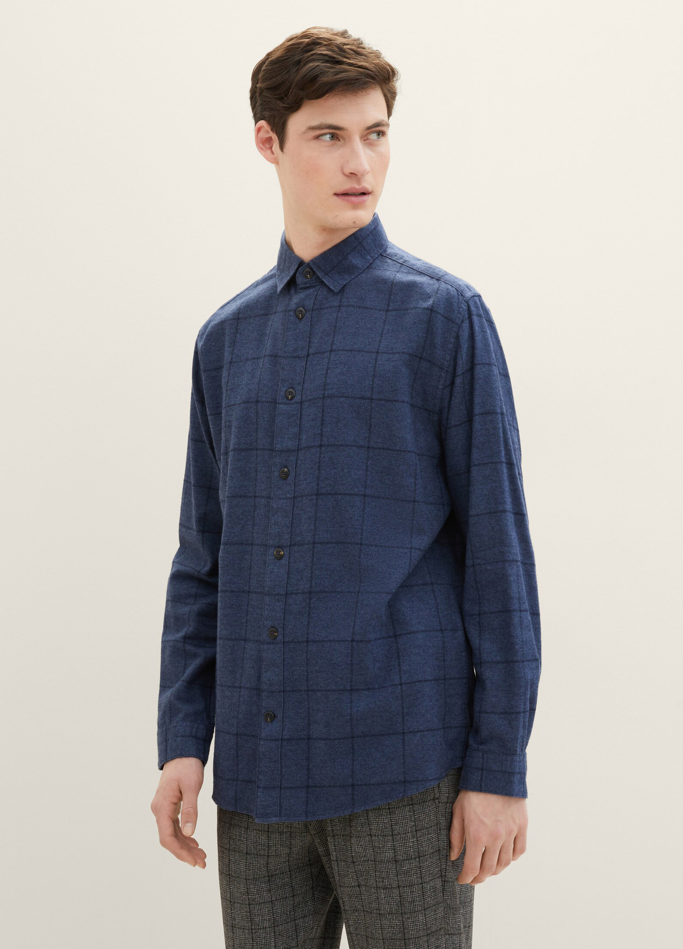 Tom Tailor Textured Shirt Navy Tonal Check - 1038768-33866