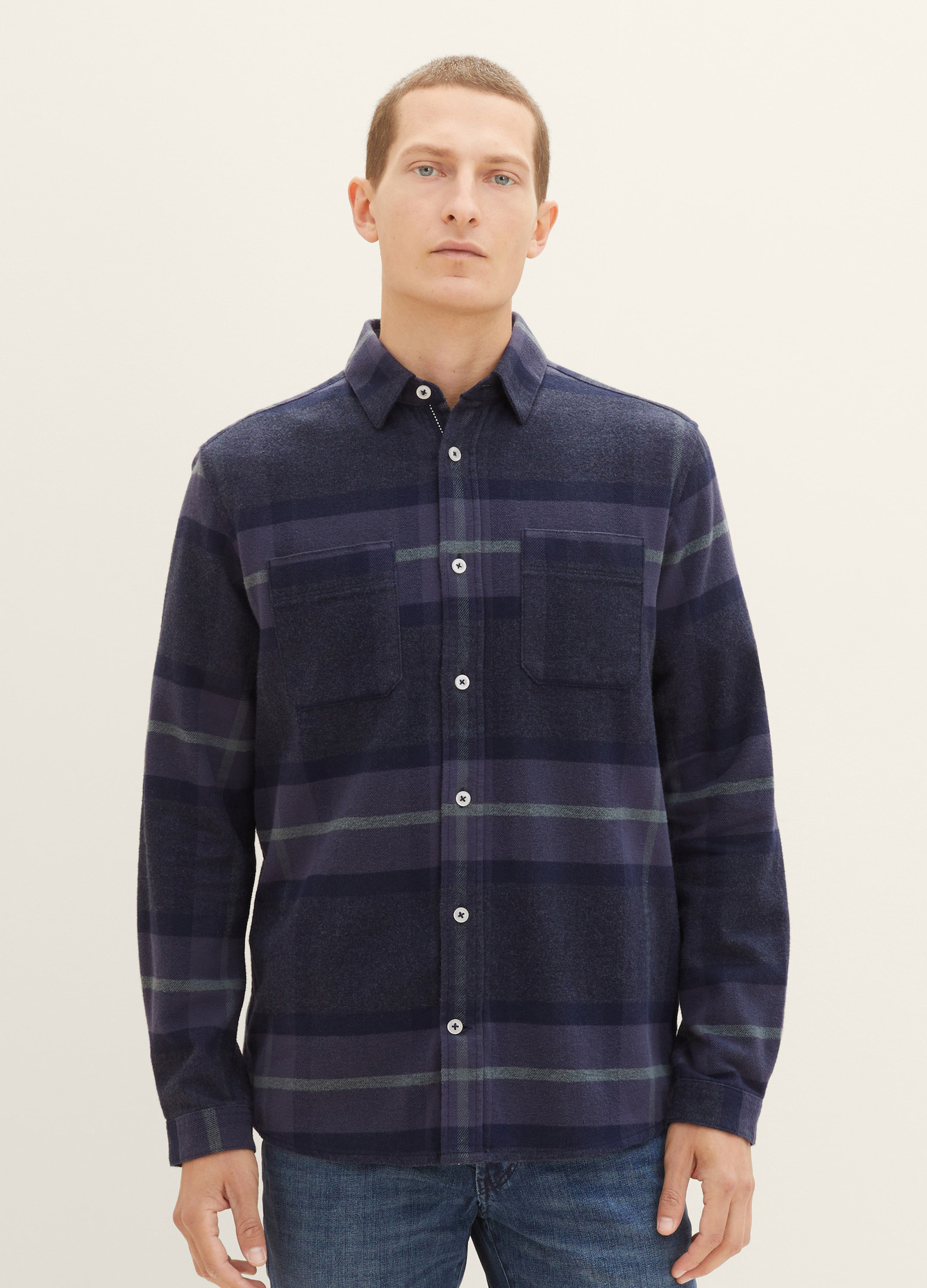 Tom Tailor Checked Shirt Navy Tonal Big Check - 1037449-32313