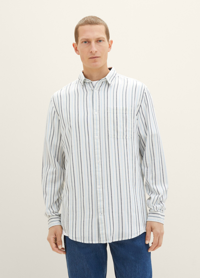 Tom Tailor Striped Shirt Off White Colorful Stripe - 1038777-33892