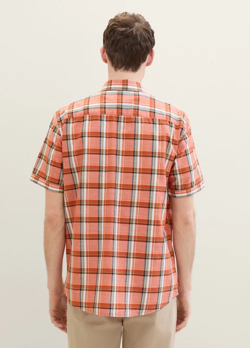 Tom Tailor Short Sleeve Shirt Orange Multicolour Check