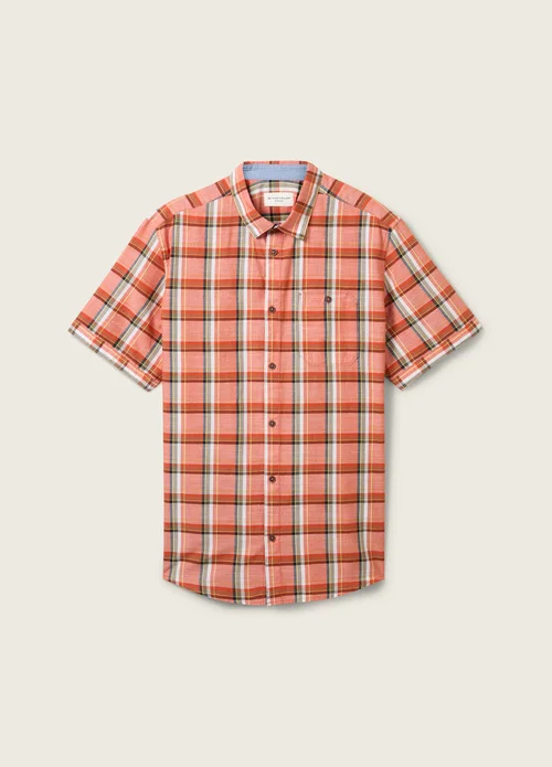 Tom Tailor Short Sleeve Shirt Orange Multicolour Check