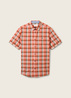 Tom Tailor Short Sleeve Shirt Orange Multicolour Check - 1040458-35372