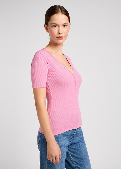 Lee Short Sleve Henley Sugar Lilac - 112350210