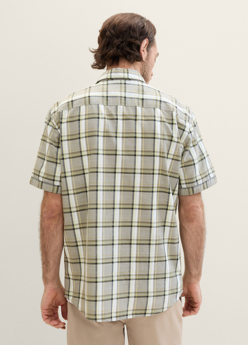 Tom Tailor Short Sleeve Shirt Olive Multicolor Check - 1040458-35373