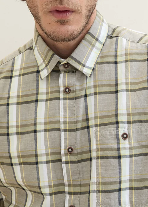 Tom Tailor Short Sleeve Shirt Olive Multicolor Check