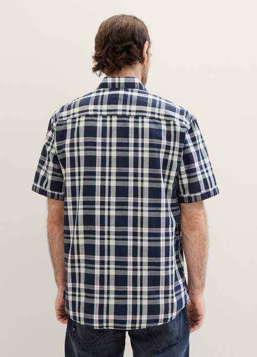 Tom Tailor Short Sleeve Shirt Navy Base Check - 1040458-35389