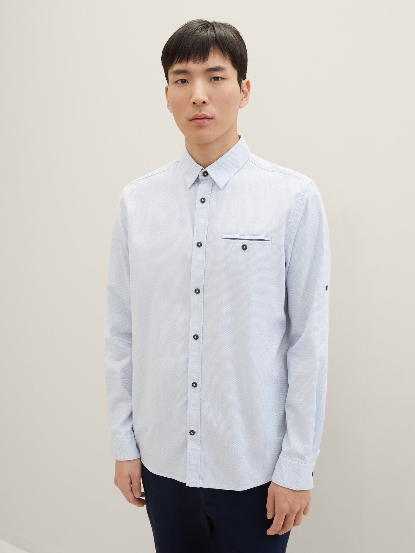 Tom Tailor Textured Shirt Light Blue Small Structure - 1040129-34703