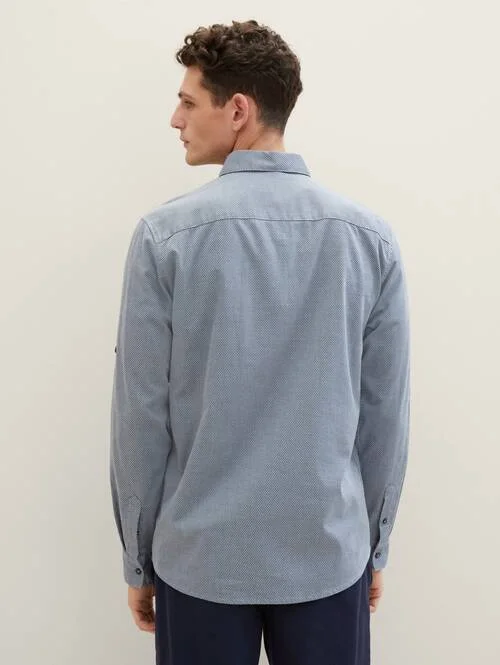 Tom Tailor Textured Shirt Navy Blue Small Structure