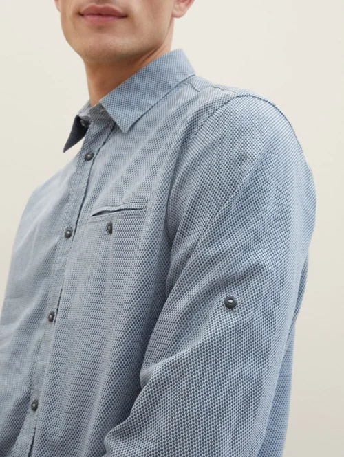 Tom Tailor Textured Shirt Navy Blue Small Structure