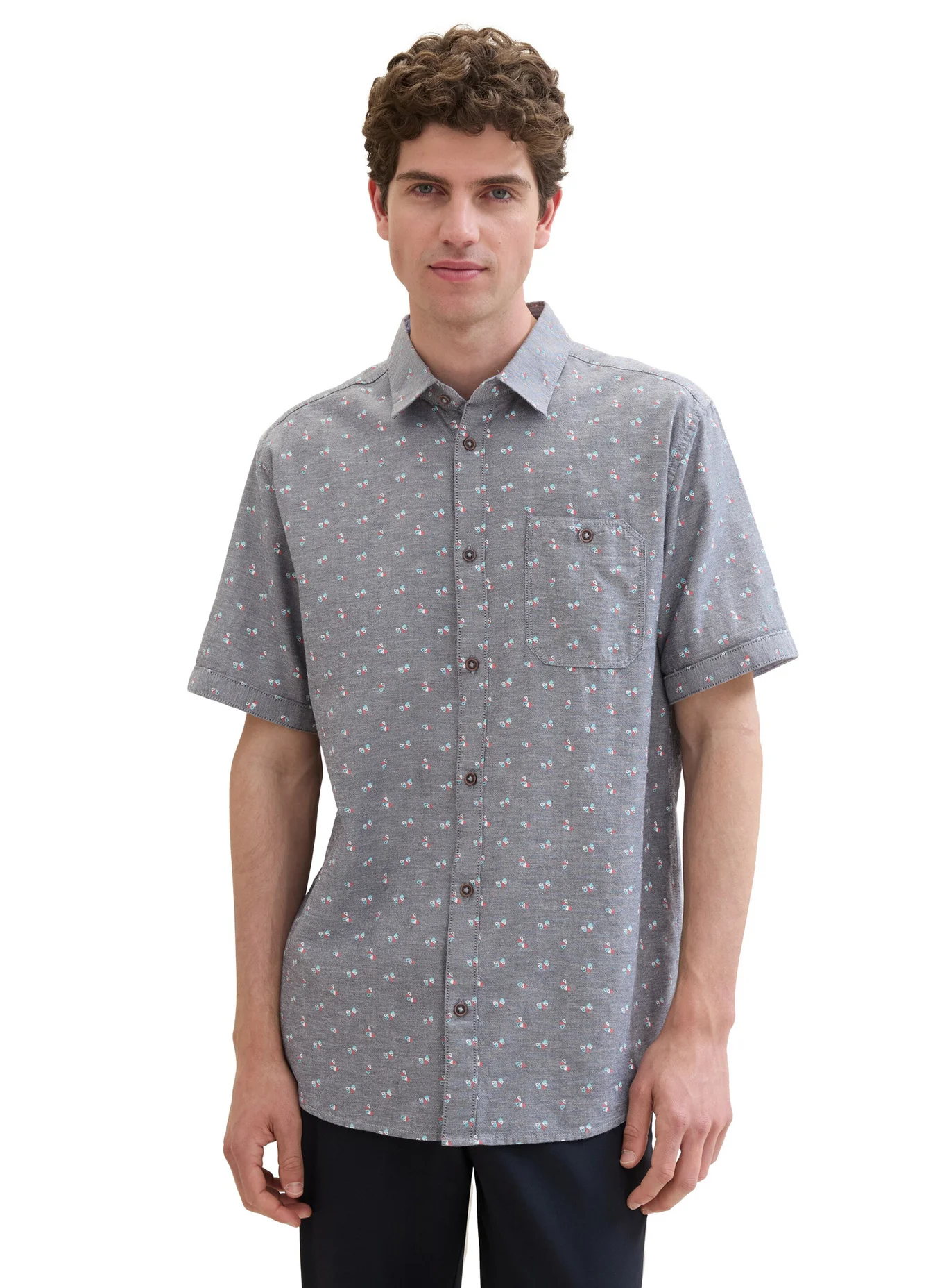 Tom Tailor Shirt Navy Orange Slice Design