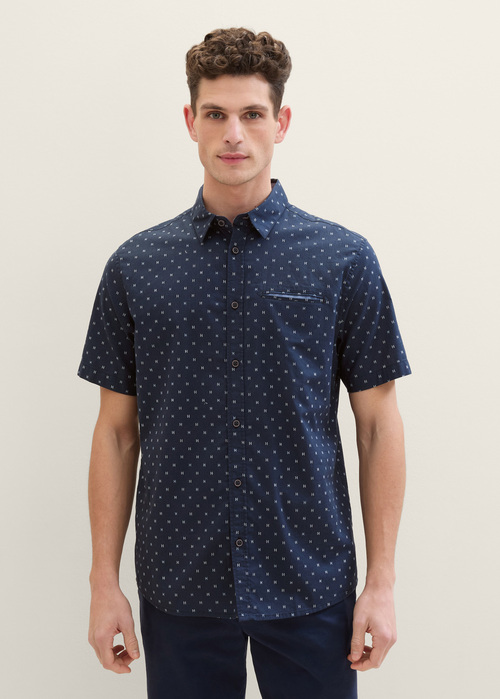 Tom Tailor Short Sleeved Shirt With A Print Navy Stripe Design - 1040138-34712