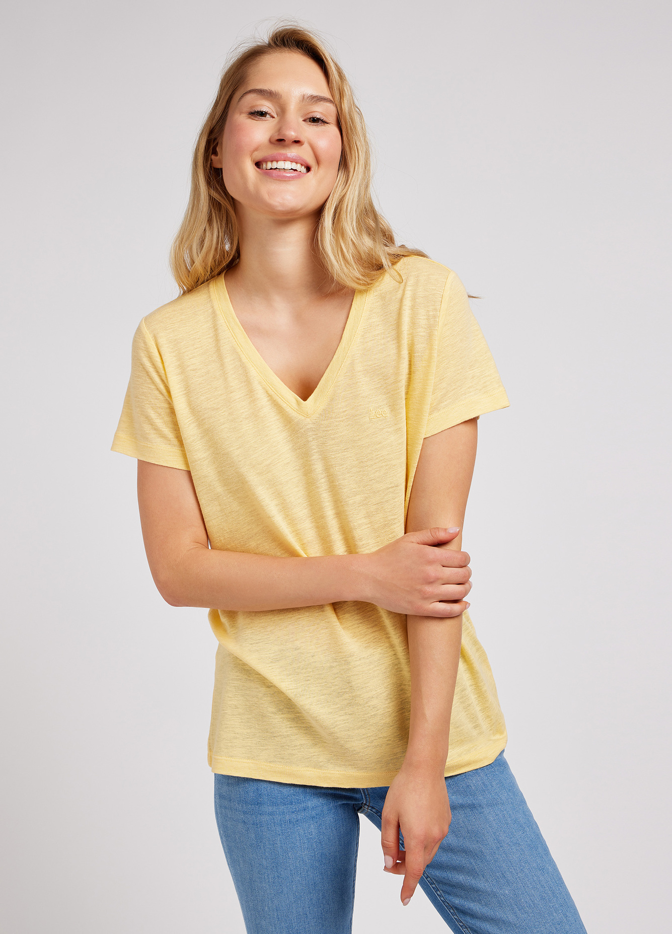 Lee V Neck Tee Vermeil - 112350205