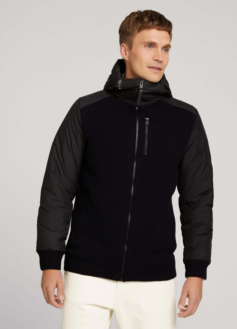 Tom Tailor Cardigan With A Hood Black - 1027985-29999