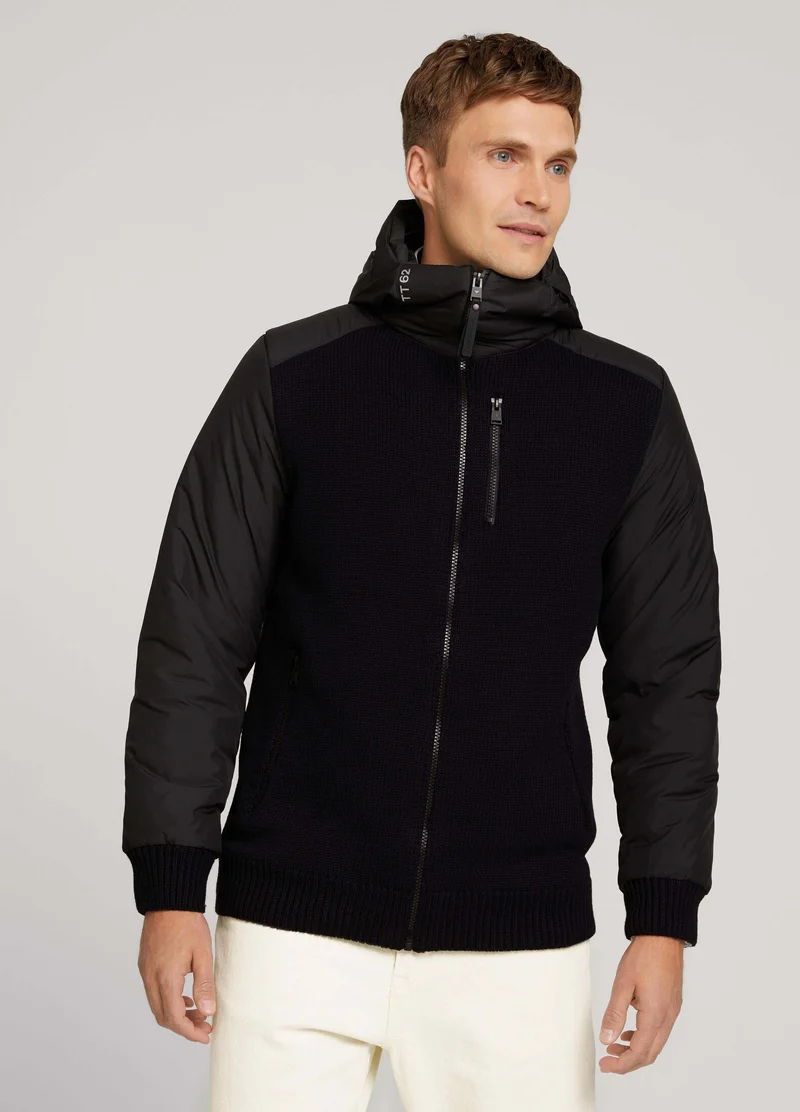 Tom Tailor Cardigan With A Hood Black
