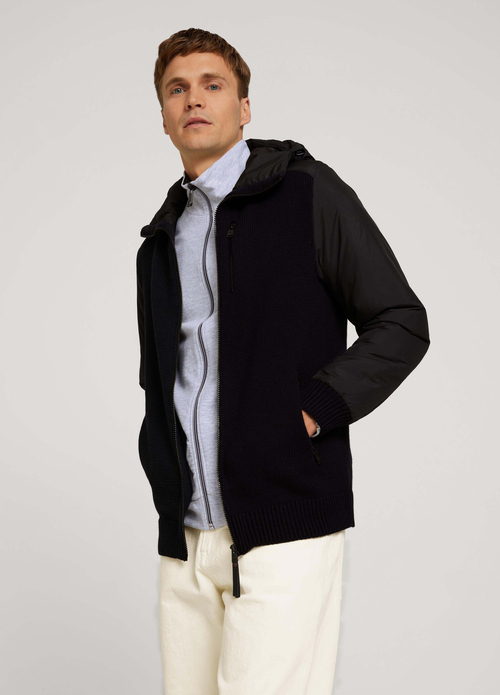 Tom Tailor Cardigan With A Hood Black - 1027985-29999