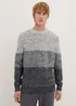Tom Tailor Knitted Jumper With Texture Off White Navy Block Stripe