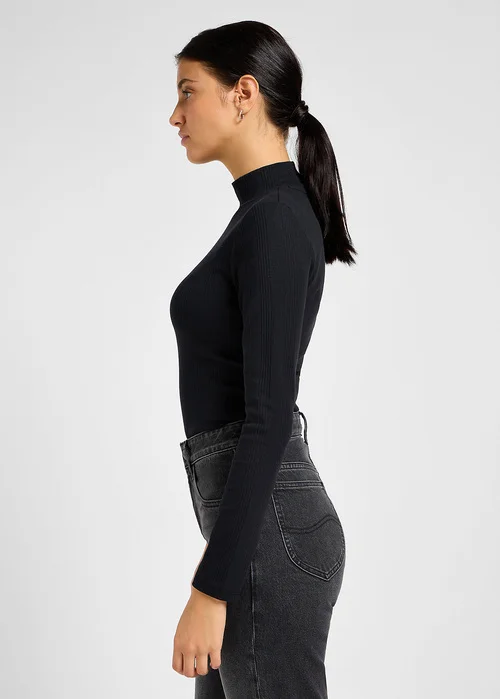 Lee Ribbed Long Sleeve High Neck Unionall Black