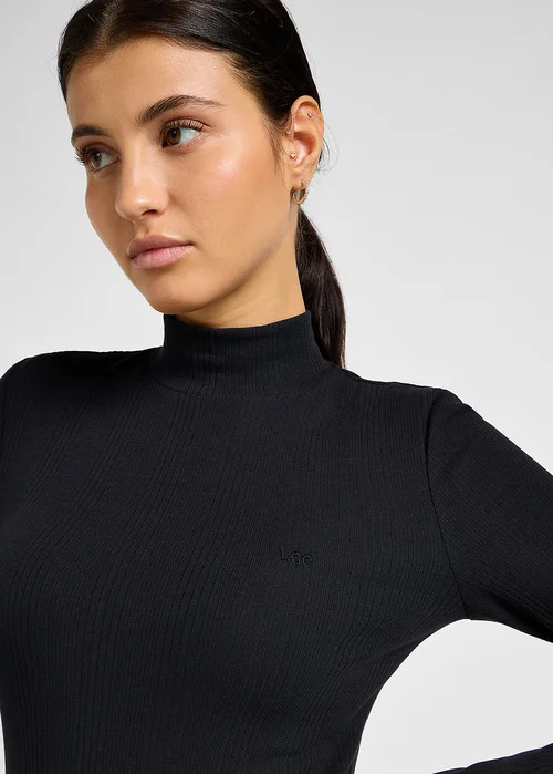 Lee Ribbed Long Sleeve High Neck Unionall Black