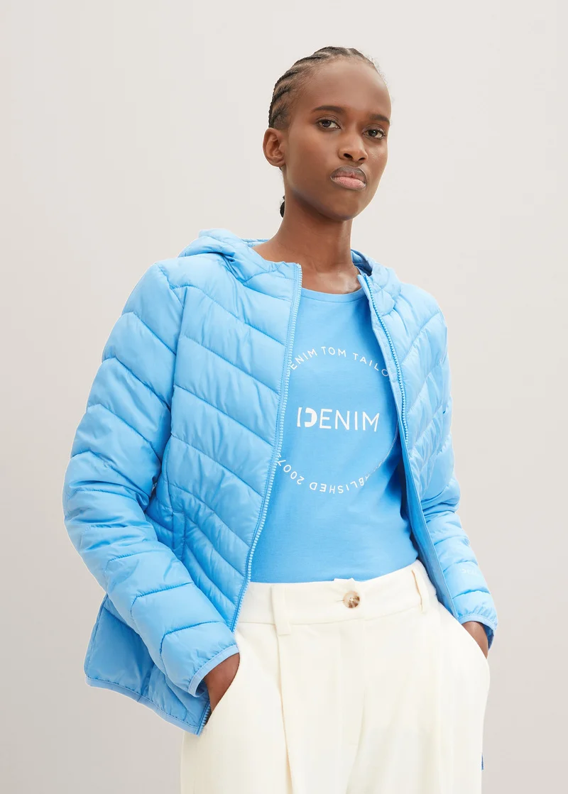 Tom Tailor Lightweight Jacket With A Hoodie Rainy Sky Blue